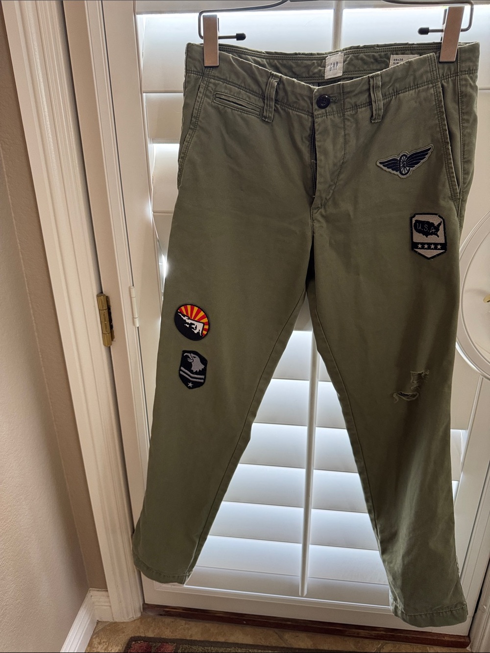 GAP Olive Green Patchwork Chino Pants